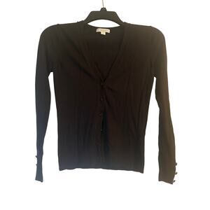 GUC New York & Company Black Cardigan Sweater Textured Buttons Size XS